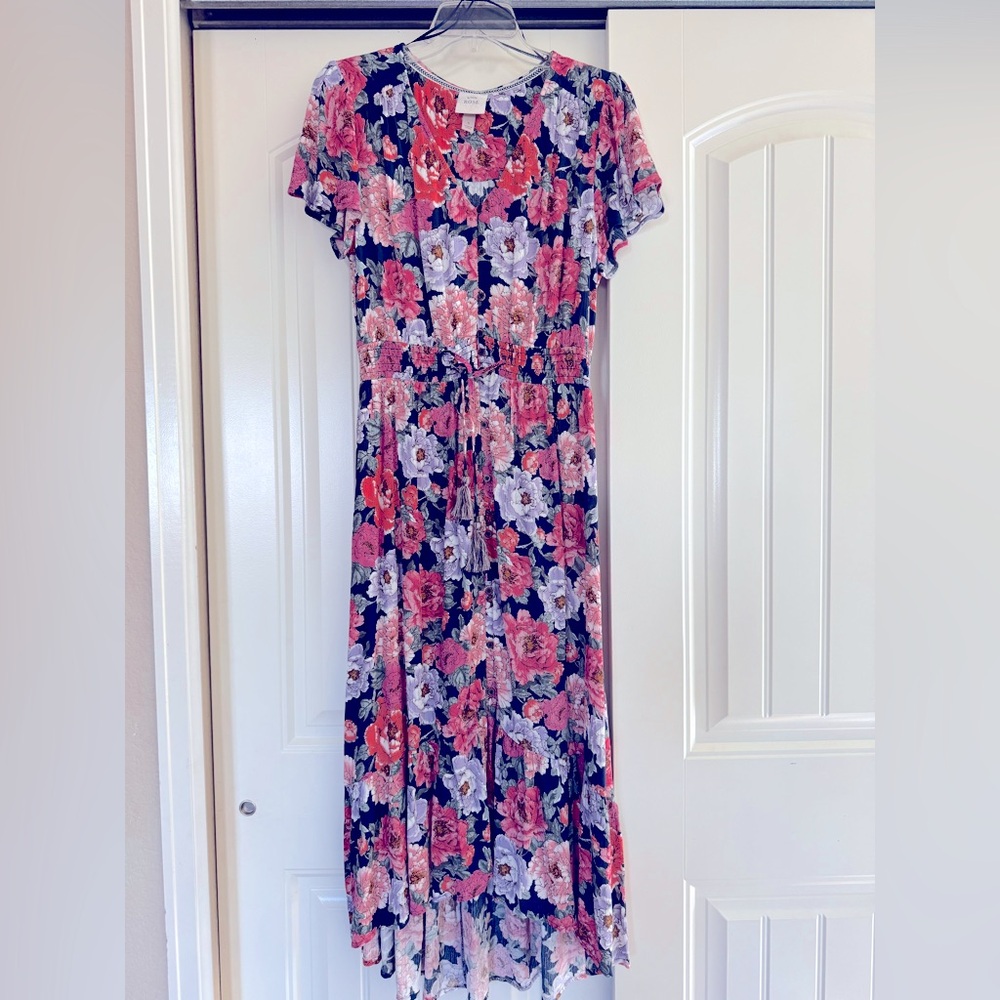 Knox Rose Boho Flower Flutter Sleeve Dress S